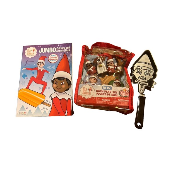 Elf on the Shelf Bath Set w/ Finger Puppets, Pancake Skillet, Activity Book NEW - Picture 1 of 5